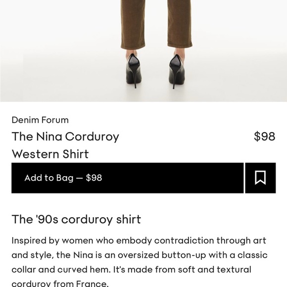 Aritzia Denim Forum The Nina Corduroy Western Shirt in Gold Rush - Picture 6 of 7
